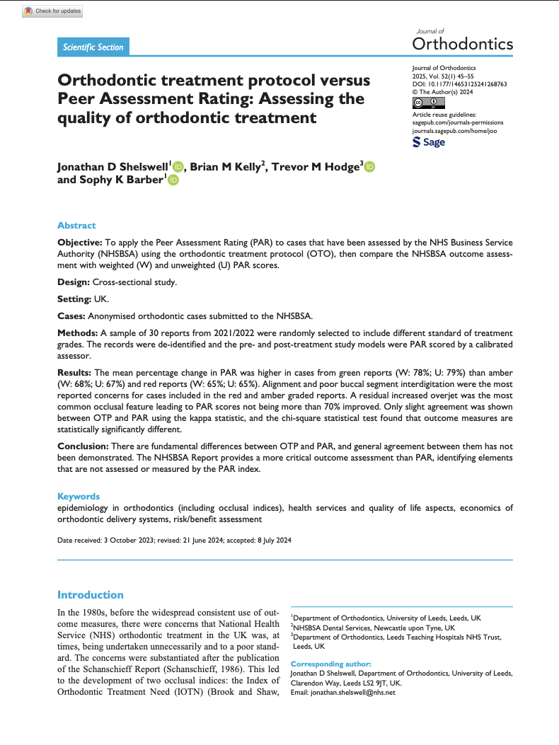 Orthodontic treatment protocol versus Peer Assessment Rating: Assessing the quality of orthodontic treatment